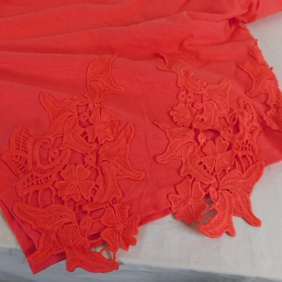 Suzanne Betro Women Appliqued Shirt Top Blouse Plus Size 1X Orange/Pink Color - Picture 9 of 10